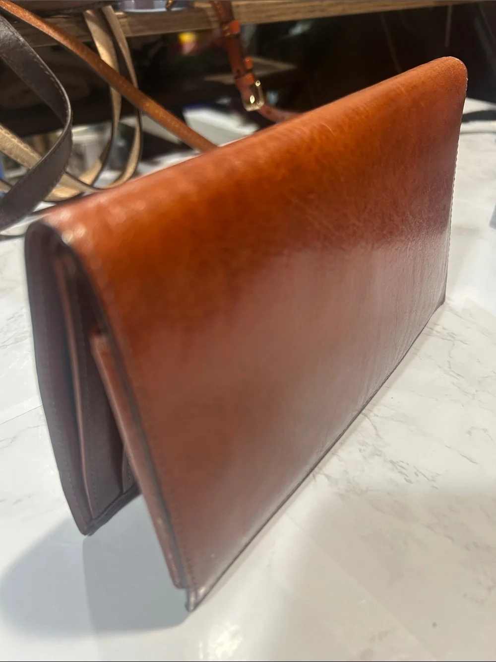 Tumi Cognac Brown Leather Card & Passport Holder wallet organizer